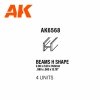 AK Interactive AK6568 BEAMS H SHAPE 2.00 x 2.00 x 350mm – STYRENE – (4 units)